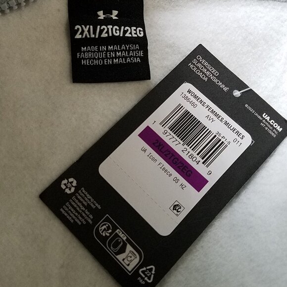 Under Armour Women's Sweatshirt Overized Grey Icon Fleece Half Zip Pullover 2XL - Picture 14 of 14